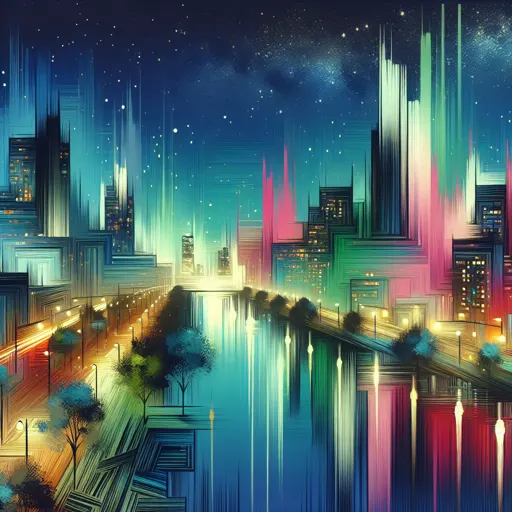 Illustration of A Coruna at night