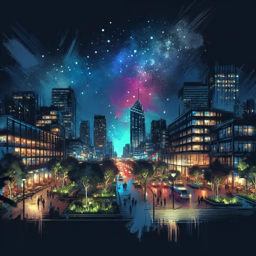 Illustration of Aachen at night