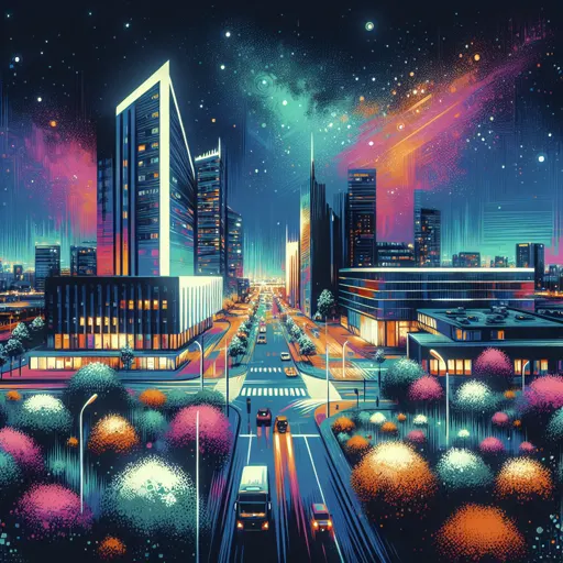 Illustration of Aalborg at night