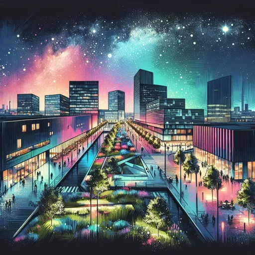 Illustration of Aarhus at night