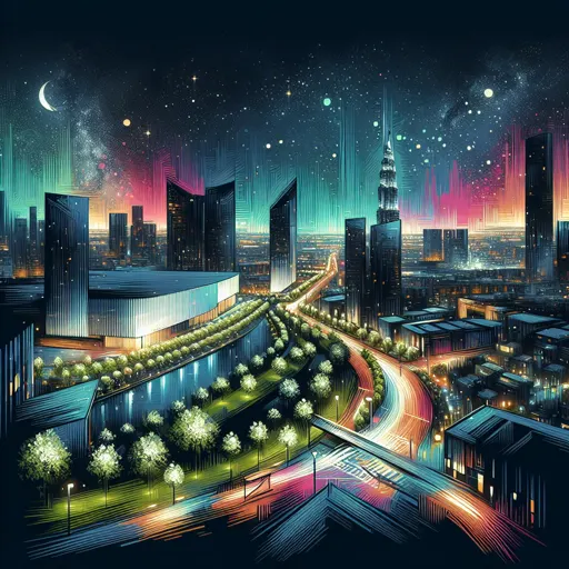 Illustration of Adelaide at night