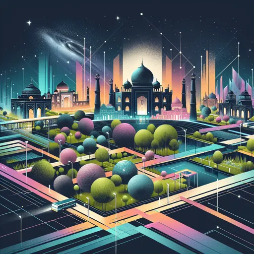 Illustration of Agra at night