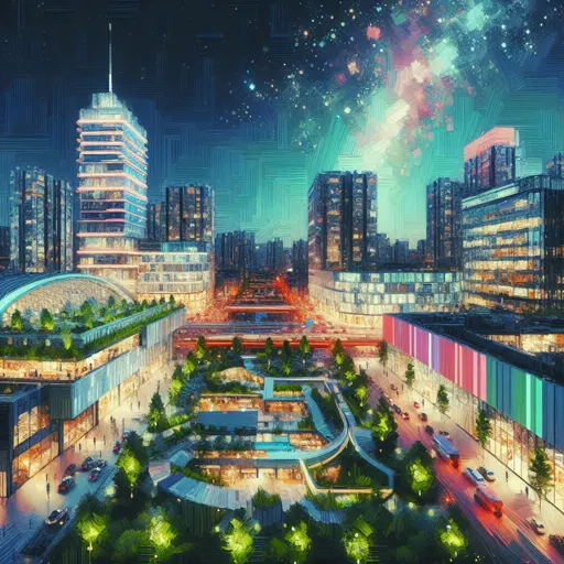 Illustration of Akron at night