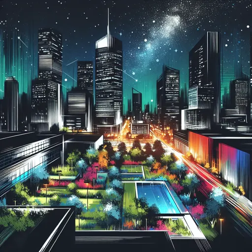 Illustration of Albany at night