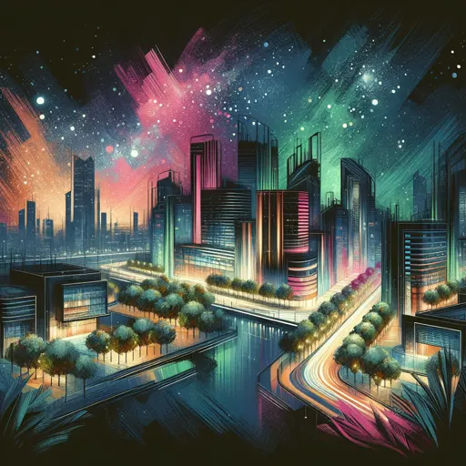 Illustration of Alexandria at night
