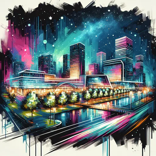 Illustration of Almaty at night