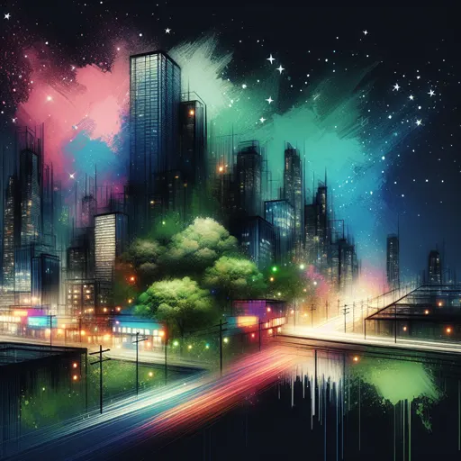 Illustration of Annecy at night