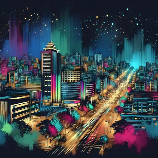 Illustration of Antananarivo at night