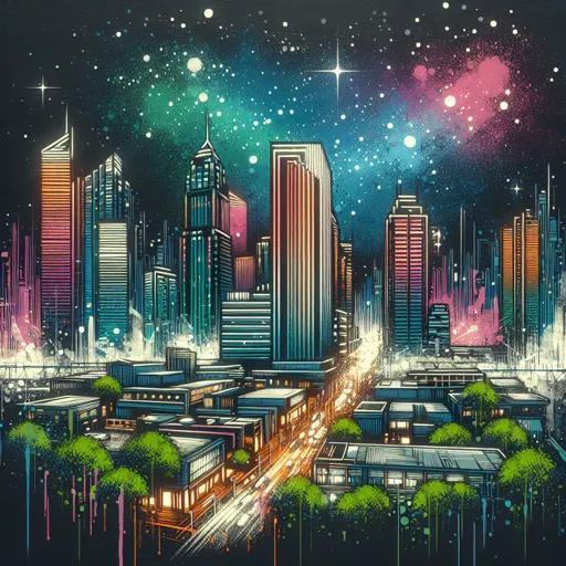 Illustration of Arezzo at night