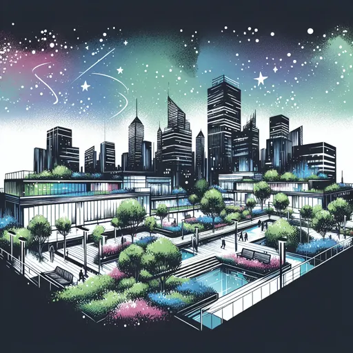Illustration of Asheville at night