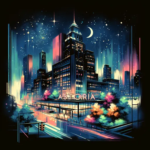 Illustration of Astoria at night