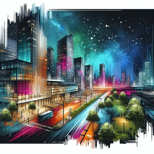 Illustration of Atlanta at night