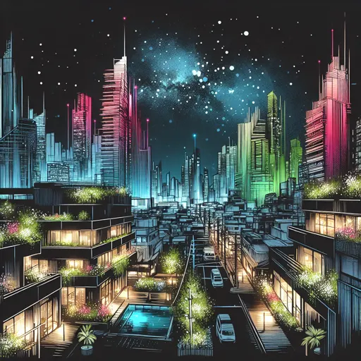 Illustration of Augsburg at night