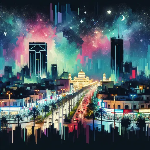 Illustration of Baghdad at night