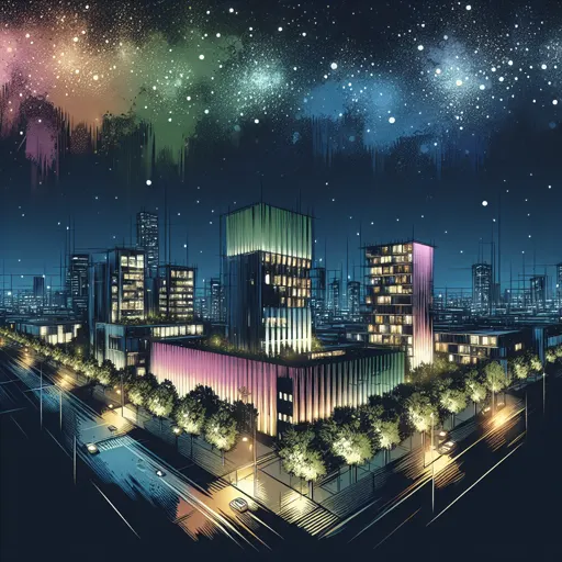 Illustration of Bakersfield at night