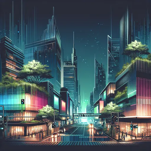 Illustration of Baku at night