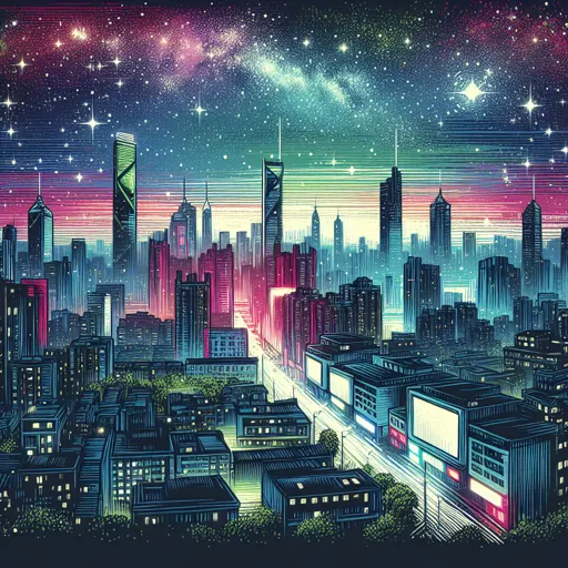 Illustration of Bamako at night