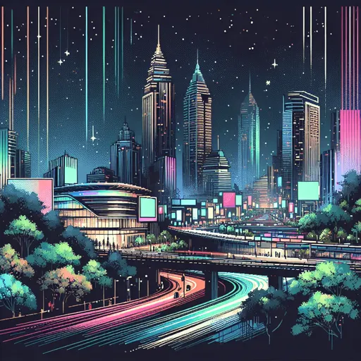 Illustration of Bandung at night