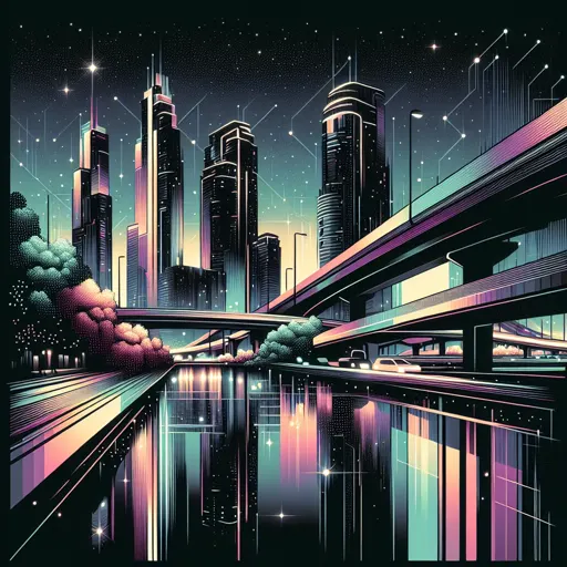 Illustration of Baoshan at night