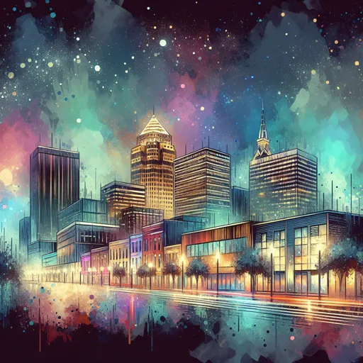 Illustration of Baton Rouge at night