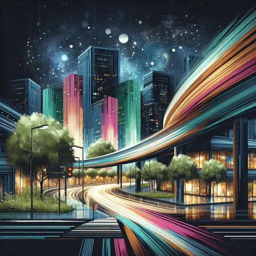 Illustration of Bedford at night