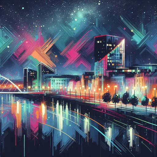 Illustration of Belfast at night