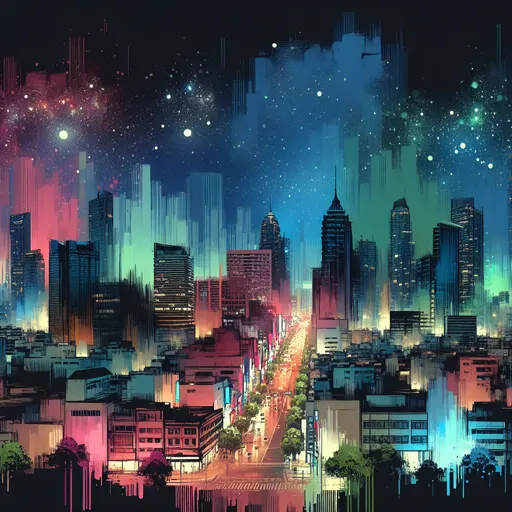 Illustration of Belgrade at night