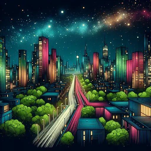 Illustration of Benin City at night
