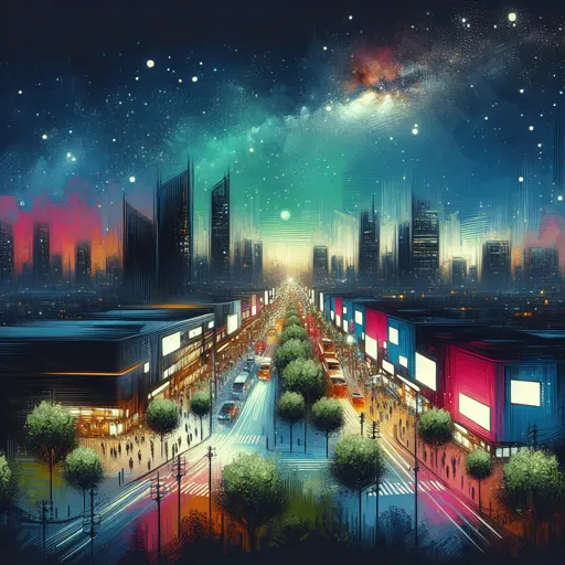 Illustration of Bentonville at night