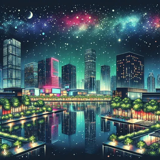 Illustration of Bergen at night