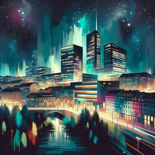 Illustration of Bern at night