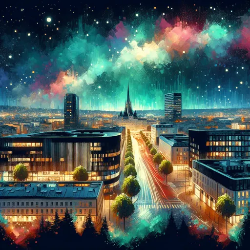 Illustration of Besancon at night