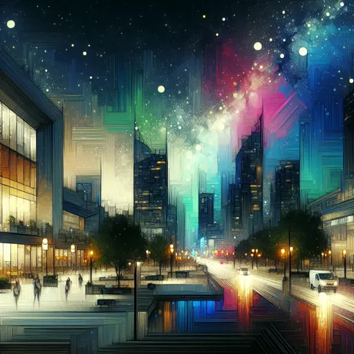 Illustration of Bielefeld at night
