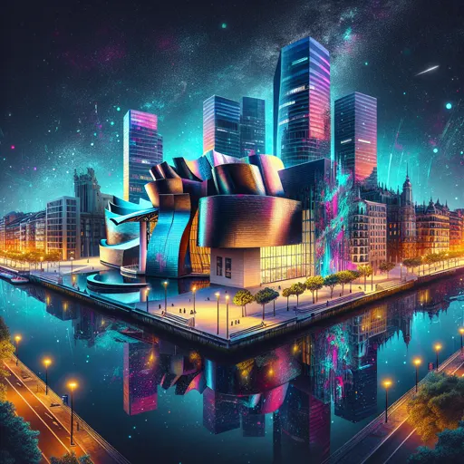 Illustration of Bilbao at night
