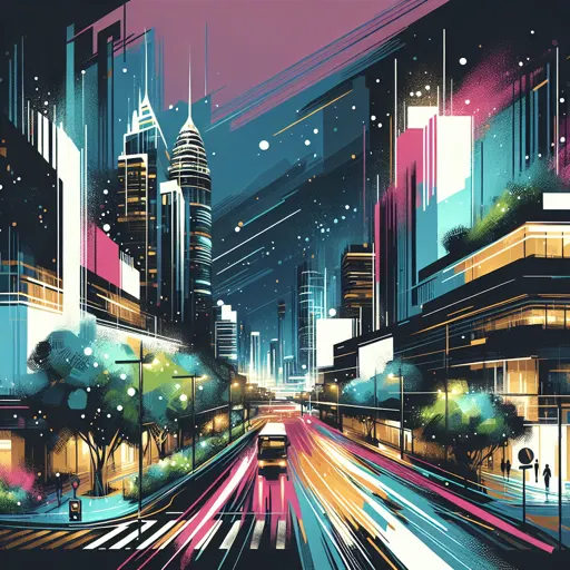Illustration of Binghamton at night