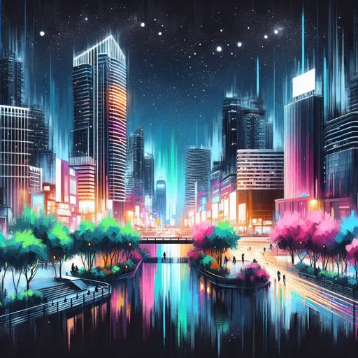Illustration of Birmingham at night