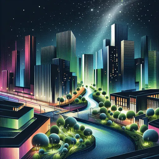 Illustration of Bowling Green at night
