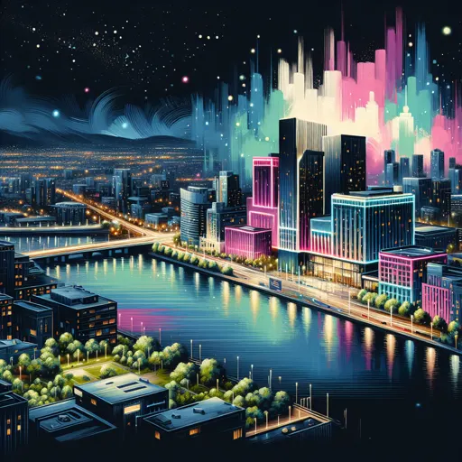 Illustration of Bozeman at night