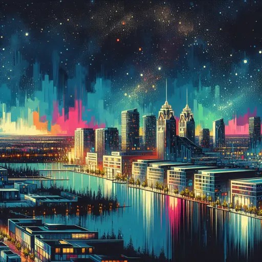 Illustration of Brantford at night