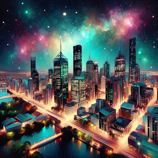 Illustration of Brisbane at night