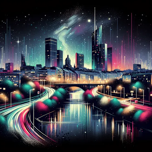 Illustration of Brno at night