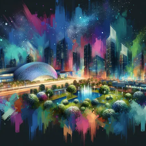 Illustration of Brookline at night
