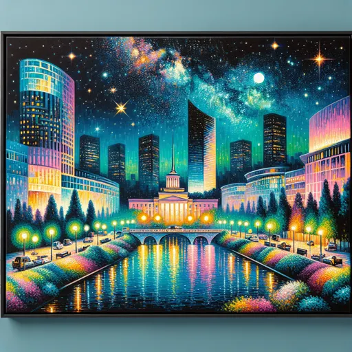 Illustration of Bucharest at night
