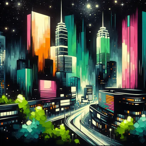 Illustration of Bursa at night