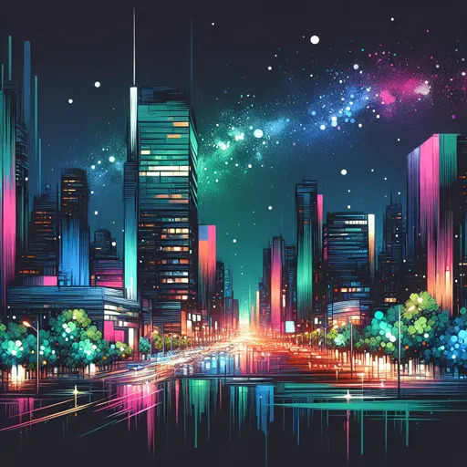Illustration of Calgary at night