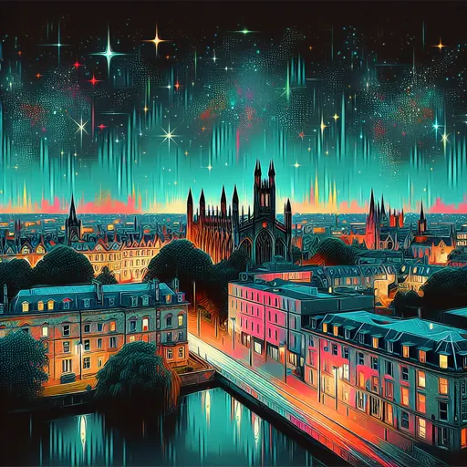 Illustration of Cambridge at night