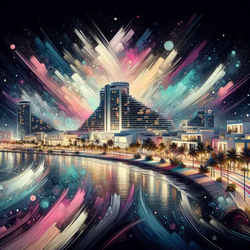 Illustration of Cancun at night