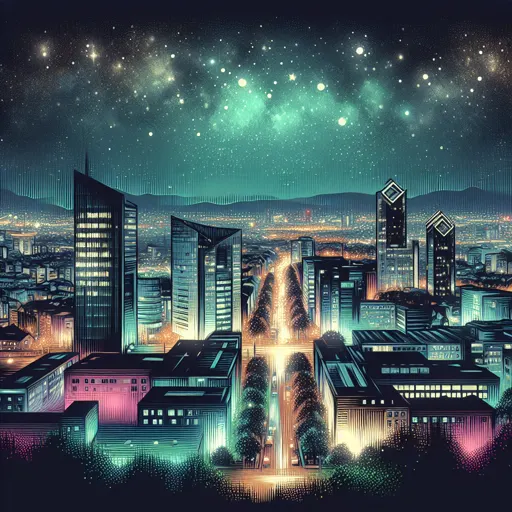 Illustration of Cardiff at night