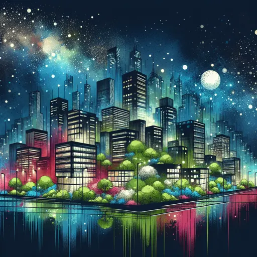 Illustration of Carmel-by-the-Sea at night