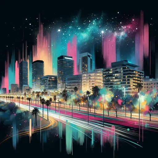 Illustration of Castellon de la Plana at night